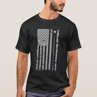 アメリカ国旗のビリヤード・プールの選手 Tシャツ