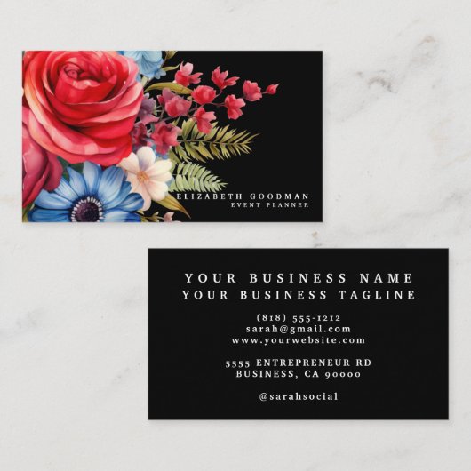 アメリカ国旗のフローラ名刺 名刺 (正面/裏面)