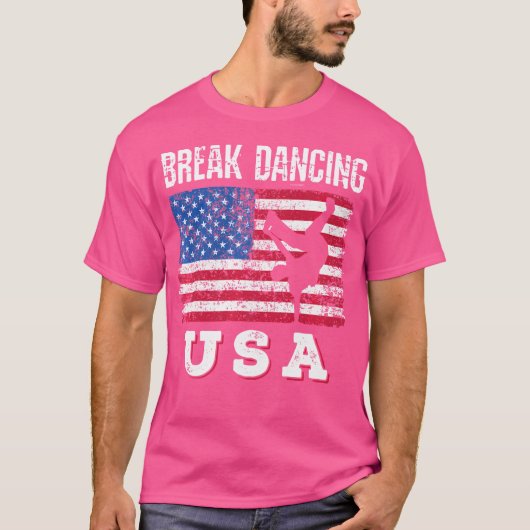 アメリカ国旗のブレイク踊りウサブレイクボーイお尻 Tシャツ (正面)