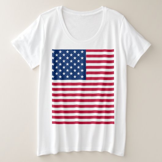 アメリカ国旗のプライドデザイン プラスサイズTシャツ (デザイン正面)