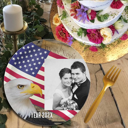 アメリカ国旗のプレート,アメリカ家族,写真/アメリカ ペーパープレート