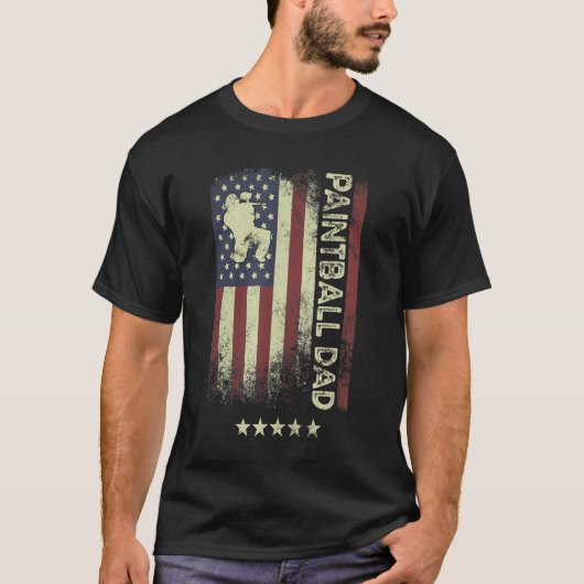アメリカ国旗のペイントボールパパ1 Tシャツ (正面)