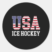 アメリカ国旗のホッケー選手 – アメリカ合衆国アイスホッケー ラウンドシール (正面)