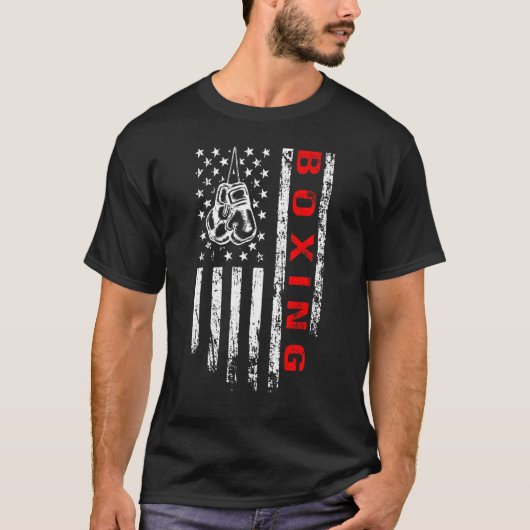 アメリカ国旗のボクシング動揺してヴィンテージボクサーUS Tシャツ (正面)