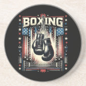 アメリカ国旗のボクシング動揺して – ボクサーヴィンテージボ コースター (正面)