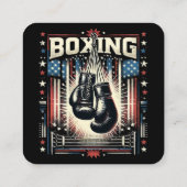 アメリカ国旗のボクシング動揺して – ボクサーヴィンテージボ スクエア名刺 (裏面)