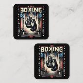 アメリカ国旗のボクシング動揺して – ボクサーヴィンテージボ スクエア名刺 (正面/裏面)
