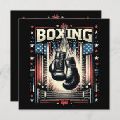 アメリカ国旗のボクシング動揺して – ボクサーヴィンテージボ 招待状 (正面/裏面)