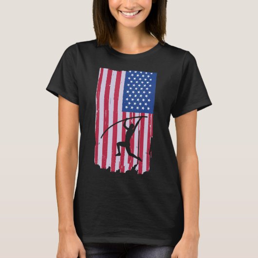 アメリカ国旗のポール・ヴォールト Tシャツ (正面)