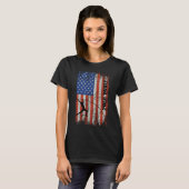 アメリカ国旗のポールVault -動揺してポールVaを見る Tシャツ (正面フル)