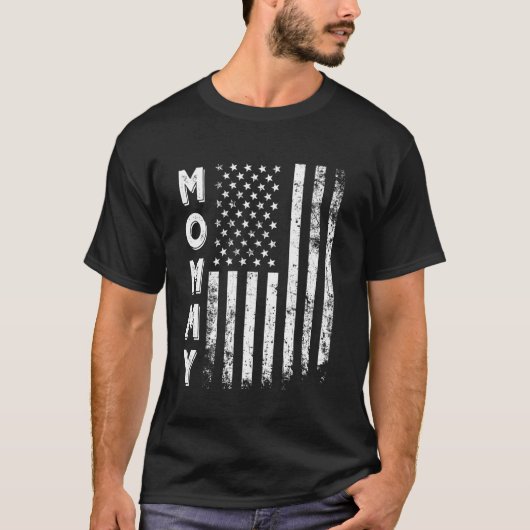 アメリカ国旗のママ 母の日 7月4日 女性 Tシャツ (正面)