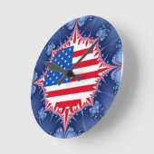 アメリカ国旗のマンデルブロー ラウンド壁時計 (傾斜)