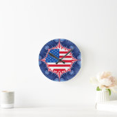 アメリカ国旗のマンデルブロー ラウンド壁時計 (ホーム)