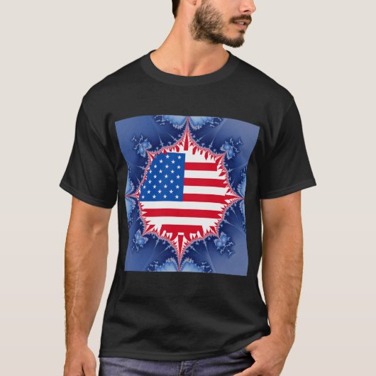 アメリカ国旗のマンデルブロー Tシャツ (正面)
