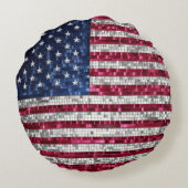 アメリカ国旗のモザイク ラウンドクッション (裏面)