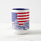 アメリカ国旗のモニュメントイラストレーション土産 マグカップ (中央)