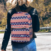 アメリカ国旗のモノグラム プリントバックパック