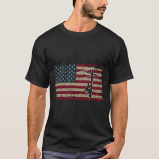 アメリカ国旗のラインマンギフトI愛国電気技師 Tシャツ