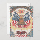 アメリカ国旗のリバティーベル花火 ポストカード (正面/裏面)