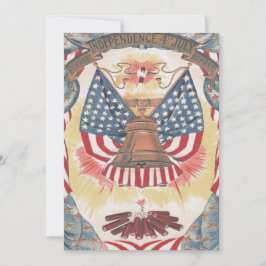 アメリカ国旗のリバティーベル花火 招待状