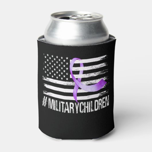 アメリカ国旗のリボン紫の上！軍隊のT型 缶クーラー (缶正面)