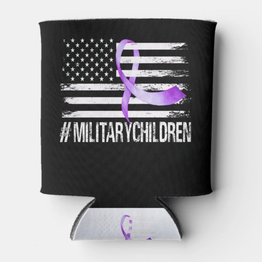 アメリカ国旗のリボン紫の上！軍隊のT型 缶クーラー (正面)