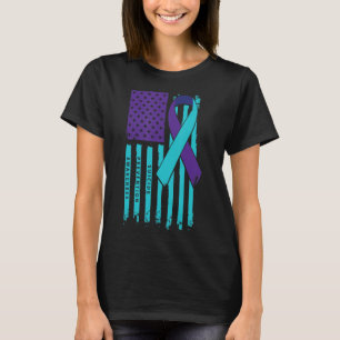 アメリカ国旗のリボン自殺認識度メンタルヒール Tシャツ