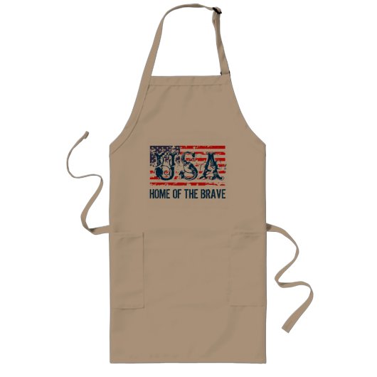 アメリカ国旗のロングBBQエプロン | 勇敢な者の故郷 ロングエプロン (正面)