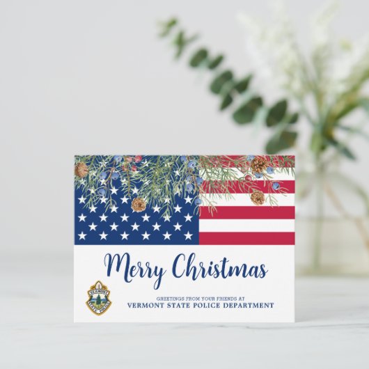 アメリカ国旗のロ企業のゴ・クリスマス愛国心 シーズンポストカード (スタンド正面)