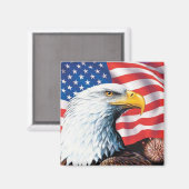 アメリカ国旗のワシ マグネット (正面/裏面)