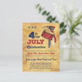 アメリカ国旗のヴィンテージドラム7月4日お祝い インビテーションポストカード (スタンド正面)