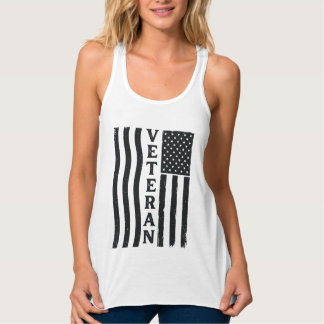 アメリカ国旗のヴィンテージベクトルTシャツデザイン_ベテラン タンクトップ