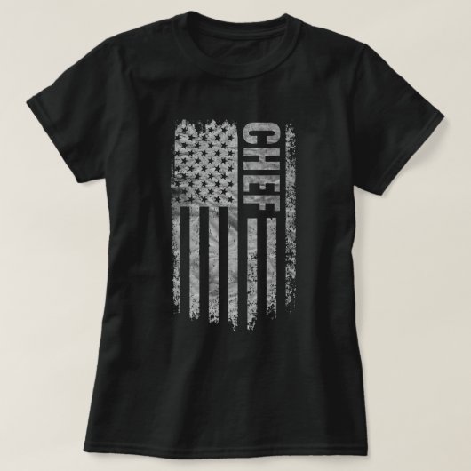 アメリカ国旗のヴィンテージ調デザインのシェフ Tシャツ (デザイン正面)