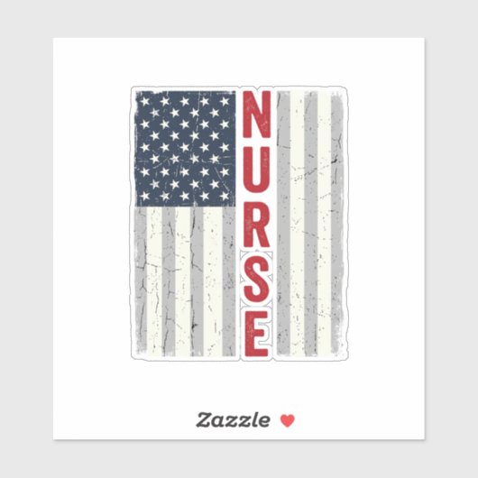 アメリカ国旗のヴィンテージ風刺繍看護師シャツデザイン シール (シート)