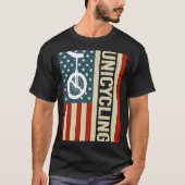 アメリカ国旗の一輪車子供へ一輪車 Tシャツ (正面)
