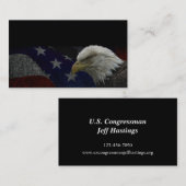 アメリカ国旗の上のアメリカハゲワシ 名刺 (正面/裏面)