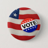 アメリカ国旗の上の選挙ボタンマーク 缶バッジ (正面)