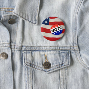 アメリカ国旗の上の選挙ボタンマーク 缶バッジ