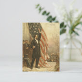 アメリカ国旗の下にアブラハム・リンカーン大統領 ポストカード (スタンド正面)