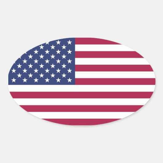 アメリカ国旗の丸いステッカー 楕円形シール (正面)