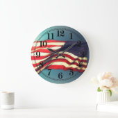 アメリカ国旗の丸い時計 ラージ壁時計 (ホーム)