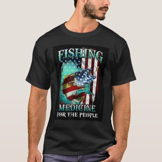 アメリカ国旗の人々のための釣り医学 マッチング Tシャツ (正面)