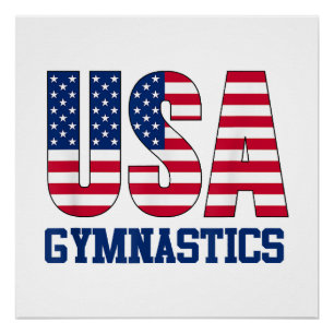 アメリカ国旗の体操スポーツ付きアメリカ ポスター