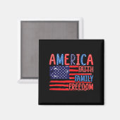 アメリカ国旗の信仰家族の自由7月Indの4th マグネット (正面/裏面)