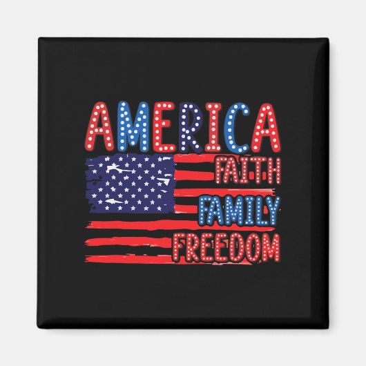 アメリカ国旗の信仰家族の自由7月Indの4th マグネット (正面)