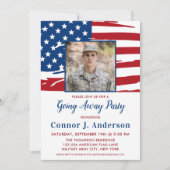 アメリカ国旗の写真を使った軍事用別離パーティー 招待状 (正面)