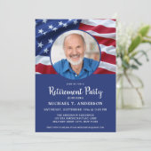 アメリカ国旗の写真を使った 軍人退職記念 招待状 (スタンド正面)