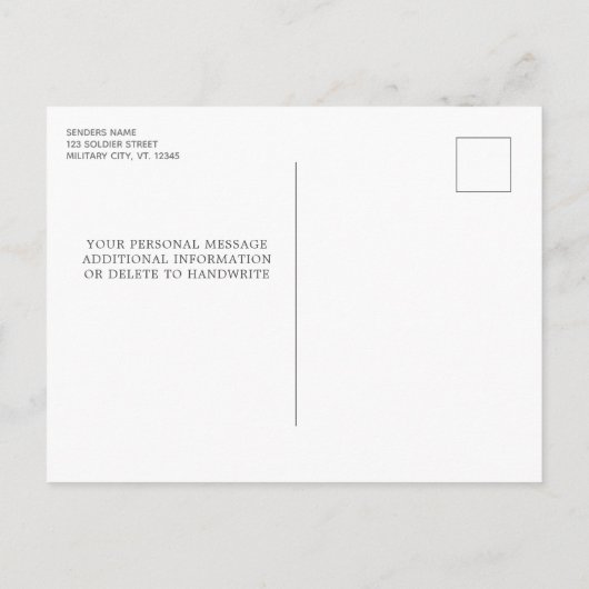 アメリカ国旗の写真を使った 軍人 送別会 インビテーションポストカード