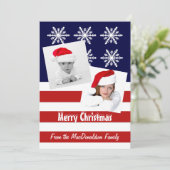 アメリカ国旗の写真テンプレートクリスマスホリデー シーズンカード (スタンド正面)