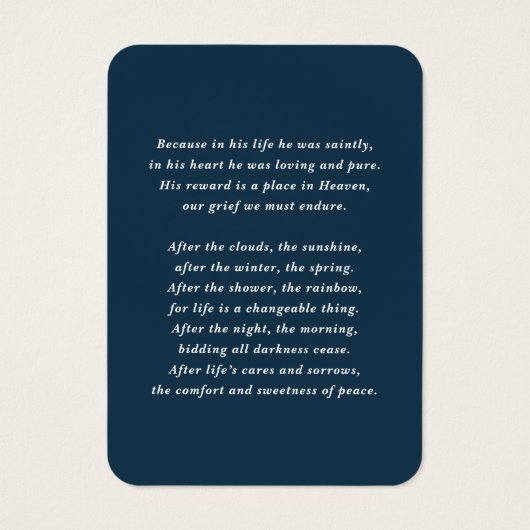 アメリカ国旗の写真記念祈りの言葉カード (裏面)